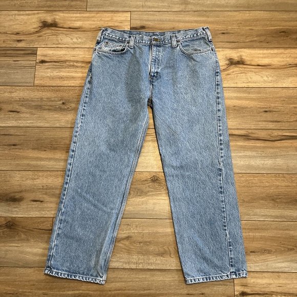 Men's Carhartt Relaxed Fit Denim Jeans SZ 40x30 Light Blue B460 LVB Work Casual - Picture 1 of 12
